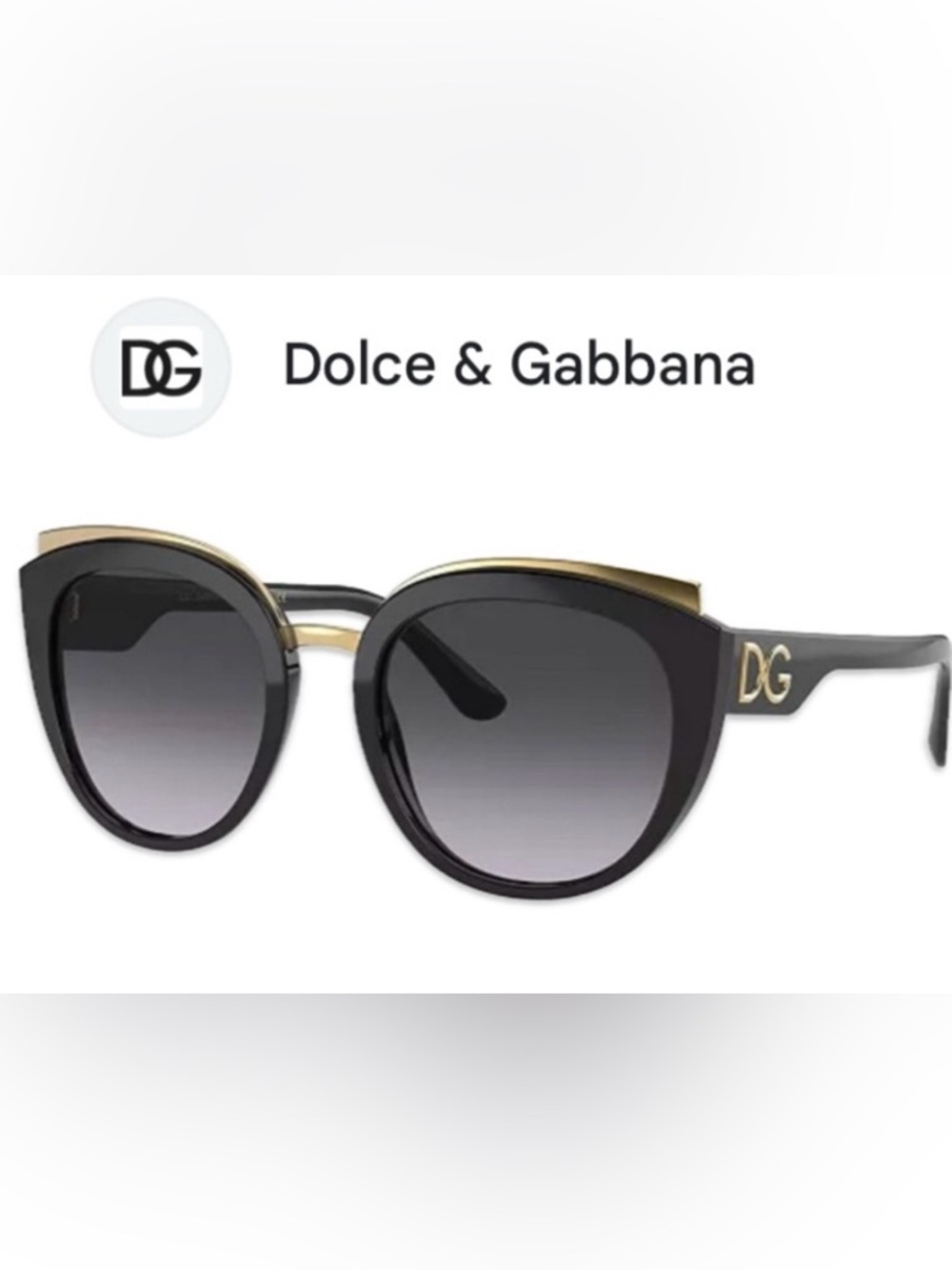 NEW [Dolce & Gabbana] Luxury Butterfly Large Sunglasses, Black/Gold, Acetate - Picture 1 of 12